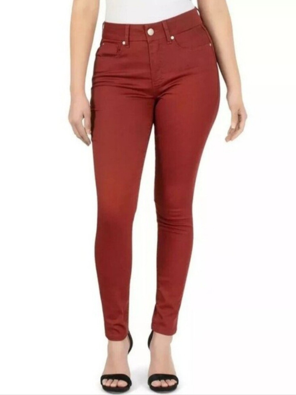 Seven7 Tummyless High Rise Skinny Jean Size 16 Red Burgundy Maroon
